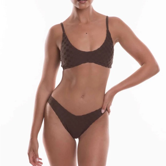 TJ Swim Matching Set in Chocolate Check Terry - Picture 6 of 6